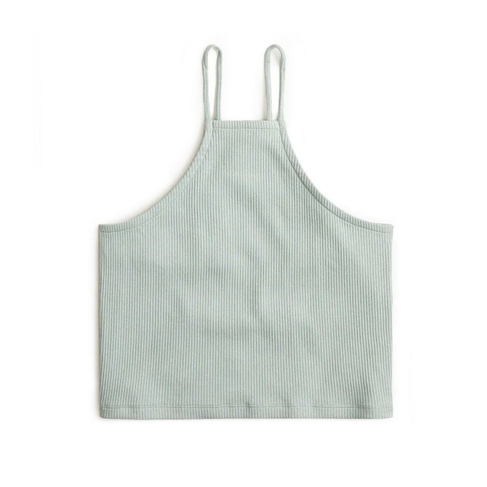 J Crew mint green ribbed cropped halter tank top